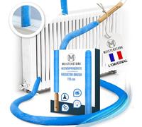 l'ORIGINAL Brosse Radiateur Longue 115cm I Brosse pour Radiateur sans Rayures I Plumeau Radiateur avec Housse Flexible et Lavable I Brosse de Nettoyage Radiateur pour Un Air Ambiant Agréable (Bleu)