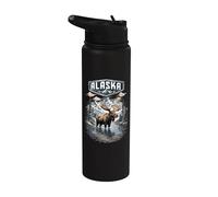 L'orignal d'Alaska, les élans, les cerfs adorent le parc national de l'Alaska Stainless Steel Insulated Water Bottle