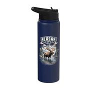 L'orignal d'Alaska, les élans, les cerfs adorent le parc national de l'Alaska Stainless Steel Insulated Water Bottle