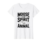 L'orignal est Mon Animal d'esprit T-Shirt Graphique avec Valeur, Femme, Blanc, XS