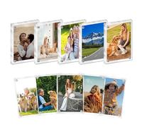 Lorigun 10 Paquets Cadre Photo Magnetique Frigo, 6×9cm Cadre Magnetique Transparent en Acrylique Double Face pour Instax Mini Photo, Polaroïd Cadre Aans Cadre