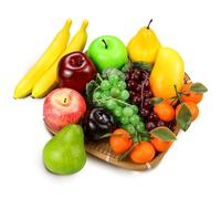 Lorigun 13 Pcs Fruits Artificiels, Décoration de Faux Fruits Réalistes pour Fête de Noël, Pommes Artificielles Fausses Oranges Raisins Décoration Prop