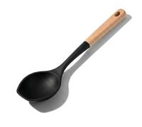 LorisArm Grandes cuillères de cuisine. Cuillère de service en silicone résistant à la chaleur 31,8 cm, ustensiles de cuisine antiadhésifs, manche en bois, cuillère en caoutchouc pour mélanger, remuer