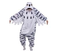 LorranTree Onesie Costume de hibou des neiges pour homme et femme adulte Relaxo Pyjama animal Oiseau Snowy Owl Noël Halloween Pyjama, gris, S