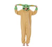 LorranTree Relaxo Costume Onesie Yoda Adulte Pyjama Femme Carnaval Halloween Pyjama Cosplay Combinaison Animal Carnaval, Orange, M