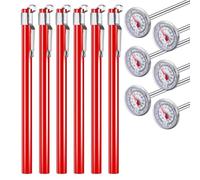 Lorrgasw Lot de 6 thermomètres de cuisine en acier inoxydable avec 5 longues tiges rouges