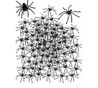 Lorrtta 100 PCS Fausses Araignées d'halloween en Plastique - Mini Araignées Décorations Effrayantes pour Maison Hantée, Toile d'Araignée Déco pour Halloween
