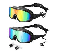 Lorrtta Paire de lunettes de natation à vue large 2 Pack - Vue large anti-brouillard et protection UV - Lunettes de natation pour adultes - Lunettes de natation pour homme