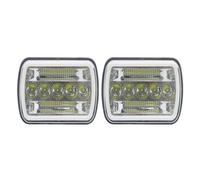 LORSKRD Phares Avant Phare LED Rectangulaire H4 5 X 7 Po 7 X 6 Po Pour Jeep Pour YJ Pour Wrangler Pour XJ Pour Cherokee MJ Pour Comanche Feux Croisement Et Route(35W Chrome)