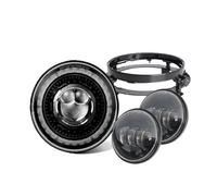 LORSKRD Phares Moto Avant LED Phare Led Antibrouillard De 7 Pouces Anneau Halo Yeux D'ange Clignotant Auxiliaire Moto Ensemble 4.5(Set2 Black)
