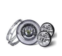 LORSKRD Phares Moto Avant LED Phare Led Antibrouillard De 7 Pouces Anneau Halo Yeux D'ange Clignotant Auxiliaire Moto Ensemble 4.5(Set2 Chrome)
