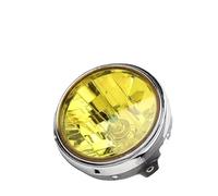 LORSKRD Phares Moto Avant LED Pour Phare De Moto Jaune Clair Lentille Faisceau Lampe Ronde LED Pour Série CB Pour CB400/900 7 Pouces 35W(Black Yellow Lens)