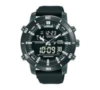 Lorus Chronographe à Quartz Double Affichage Cadran numérique 100 m (46 mm) / Silicone Noir RW661AX9