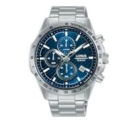 Lorus Chronographe de Sport à Quartz 100m (43mm) Cadran soleillé Bleu/Acier Inoxydable RM393HX9