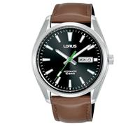 Lorus Classique Automatique Jour/Date 100 m (42,5 mm) Cadran Noir soleillé/Cuir Marron RL457BX9