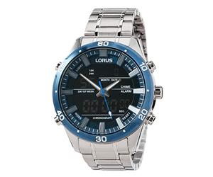 Lorus Montre à Quartz analogique et numérique pour Homme avec Bracelet en métal RW647AX9, Bleu, Bracelet