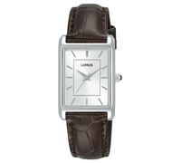 Lorus Quartz Rectangulaire (22Mm) Cadran Soleillé Blanc / Cuir Marron RG289VX9