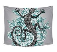 LORVIES Lézard Salamandre Roses Toile de fond à suspendre murale pour la maison, décoration murale pour salon, chambre à coucher, dortoir, 90 x 60 cm, Polyester, multicolore, 80x60 in