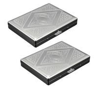 Lorxilar 2 Pcs Étui À Cigarettes Longue en Métal Vintage pour 20 Cigarettes Boîte De Cigarettes Slim pour Femmes HommesSilver,One Size