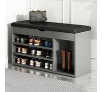Lorxilar Banc À Chaussures, Banc De Rangement, avec 4 Compartiments, Siège Rembourré, Couloir, Entrée, Chambre, 80 X 30 X 51 CmGrey,One Size