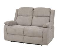 LORYS - Canapé Relax Electrique 2 Places Tissu Gris Clair