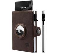 LORZOR Porte Carte Airtag avec Monnaie, Portefeuille Airtag avec RFID, Portefeuille Homme Cuir Véritable, Porte Carte Homme pour 10 Cartes, avec Compartiment à Billets
