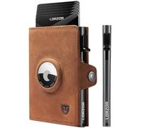 LORZOR Porte Carte Airtag avec Monnaie, Portefeuille Airtag avec RFID, Portefeuille Homme Cuir Véritable, Porte Carte Homme pour 10 Cartes, avec Compartiment à Billets