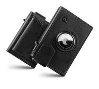 LORZOR Porte Carte Homme Airtag avec Porte Monnaie XXL, Portefeuille Homme Cuir Véritable avec Fermeture Magnétique, Portefeuille et Porte-Carte pour 10 Cartes, Petit Wallet avec Blocage RFID