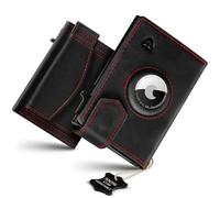 LORZOR Porte Carte Homme Airtag avec Porte Monnaie XXL, Portefeuille Homme Cuir Véritable avec Fermeture Magnétique, Portefeuille et Porte-Carte pour 10 Cartes, Petit Wallet avec Blocage RFID