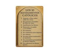 Los 10 Mandamientos Metal Sign 12x8 Inch