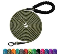 LOS ANDES Longue Laisse pour Chien - Corde réfléchissante de 15 m avec Crochet pivotant verrouillable, poignée rembourrée Confortable pour la Marche, la Chasse, Le Camping, Le Jardin