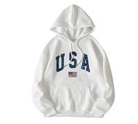 Los Angeles California Sweat à capuche vintage pour femme - Pull à capuche tendance - Coupe ample - Poche avec capuche - Drapeau des États-Unis - Cordon de serrage - Manches longues - Tenue d'automne,