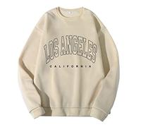 Los Angeles - Chandail à capuche à col rond pour homme Y2K 2025 - Coupe ample - Style vintage à manches longues - Style sportif - Los Angeles Californie - Tenue de travail imprimée lettres unies