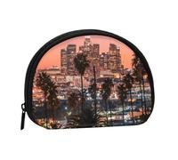 Los Angeles Palm Trees Mini porte-monnaie en coquillage - Portefeuille compact zippé pour pièces de monnaie, clés et petits objets