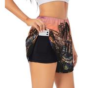 Los Angeles Palm Trees Short de sport d'été pour femme Loisirs quotidiens Jogging cyclisme exercice en plein air, Noir , L Grande longueur