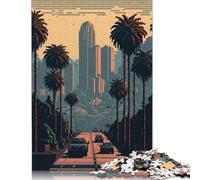 Los Angeles Pixel Art Puzzle Imposible,desafío for Adults Entretenimiento Creativo 1000 Piezas Obra De Arte De Juego De Para Adultos Y Niños 1000pcs (75x50cm)