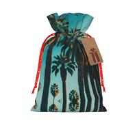 Los Angeles - Sac à bonbons de Noël avec cordon de serrage - Motif palmiers - Réutilisables