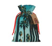 Los Angeles - Sac à bonbons de Noël avec cordon de serrage - Motif palmiers - Réutilisables