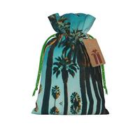 Los Angeles - Sac à bonbons de Noël avec cordon de serrage - Motif palmiers - Réutilisables