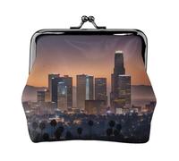 Los Angeles Skyline Portefeuille léger minimaliste pour les trajets quotidiens et les aventures de voyage, Noir , Taille unique, Art Déco