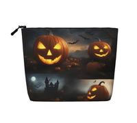 Los Angeles Skyline Print Faux Chanvre Trousse de maquillage - Trousse de toilette de voyage pour femme, rangement quotidien, voyages d'affaires, et plus encore, Halloween Pumpkin1., Taille unique