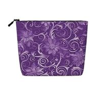 Los Angeles Skyline Print Faux Chanvre Trousse de maquillage - Trousse de toilette de voyage pour femme, rangement quotidien, voyages d'affaires, et plus encore, Floral Swirls Ivy, Taille unique