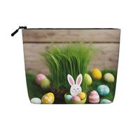 Los Angeles Skyline Print Faux Chanvre Trousse de maquillage - Trousse de toilette de voyage pour femme, rangement quotidien, voyages d'affaires, et plus encore, Oeuf de Pâques en bois, Taille unique