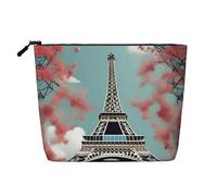 Los Angeles Skyline Print Faux Chanvre Trousse de maquillage - Trousse de toilette de voyage pour femme, rangement quotidien, voyages d'affaires, et plus encore, tour eiffel, Taille unique