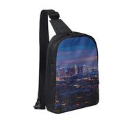 Los Angeles Skyline Sac de poitrine imprimé pour homme et femme, sac à dos à bandoulière imperméable pour coureur, entraînement, randonnée, cyclisme, voyage, Noir , Taille unique, Sac à dos
