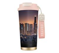 Los Angeles Skyline Tasse à café isotherme en acier inoxydable 316 avec couvercle anti-fuite, garde au chaud ou au froid