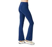 LOS OJOS Pantalon de Yoga Bootcut pour Femme - Taille Haute d'entraînement Bootleg Yoga Leggings avec contrôle du Ventre, Bleu Marine (True Navy), XS