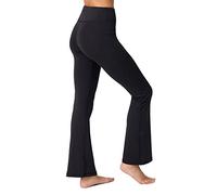 LOS OJOS Pantalon de Yoga Bootcut pour Femme - Taille Haute d'entraînement Bootleg Yoga Leggings avec contrôle du Ventre, Noir, L