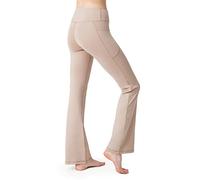 LOS OJOS Pantalon de Yoga Bootcut pour Femme - Taille Haute - Legging de Yoga avec contrôle du Ventre, Beige, XL