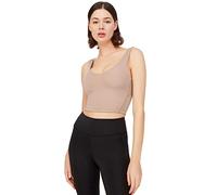 LOS OJOS V-Neck Sport BH - Medium Support gepolsterter Sport-BH für Damen, Beige, XL